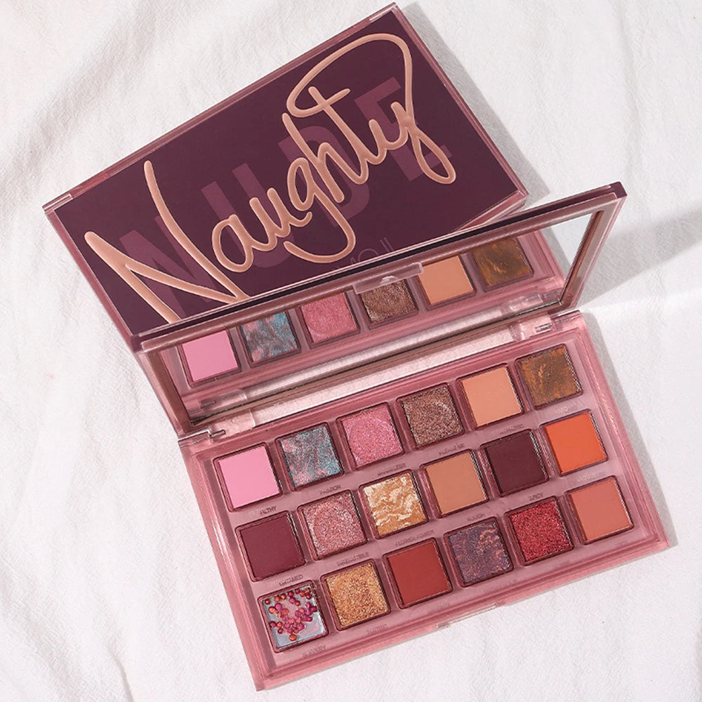 Huda Beauty Naughty Nude – Paleta de Sombras de Ojos 18 Tonos Mate y Brillo