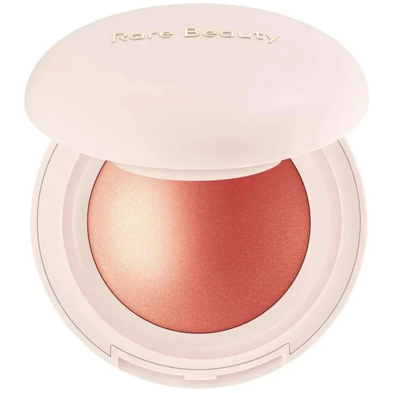 Polvo rubor compacto bicolor en estuche redondo, maquillaje para rostro.