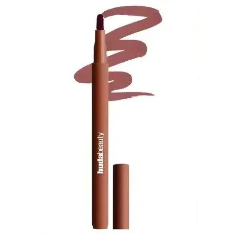 Delineador de labios marrón con tapa, lápiz automático, maquillaje profesional.